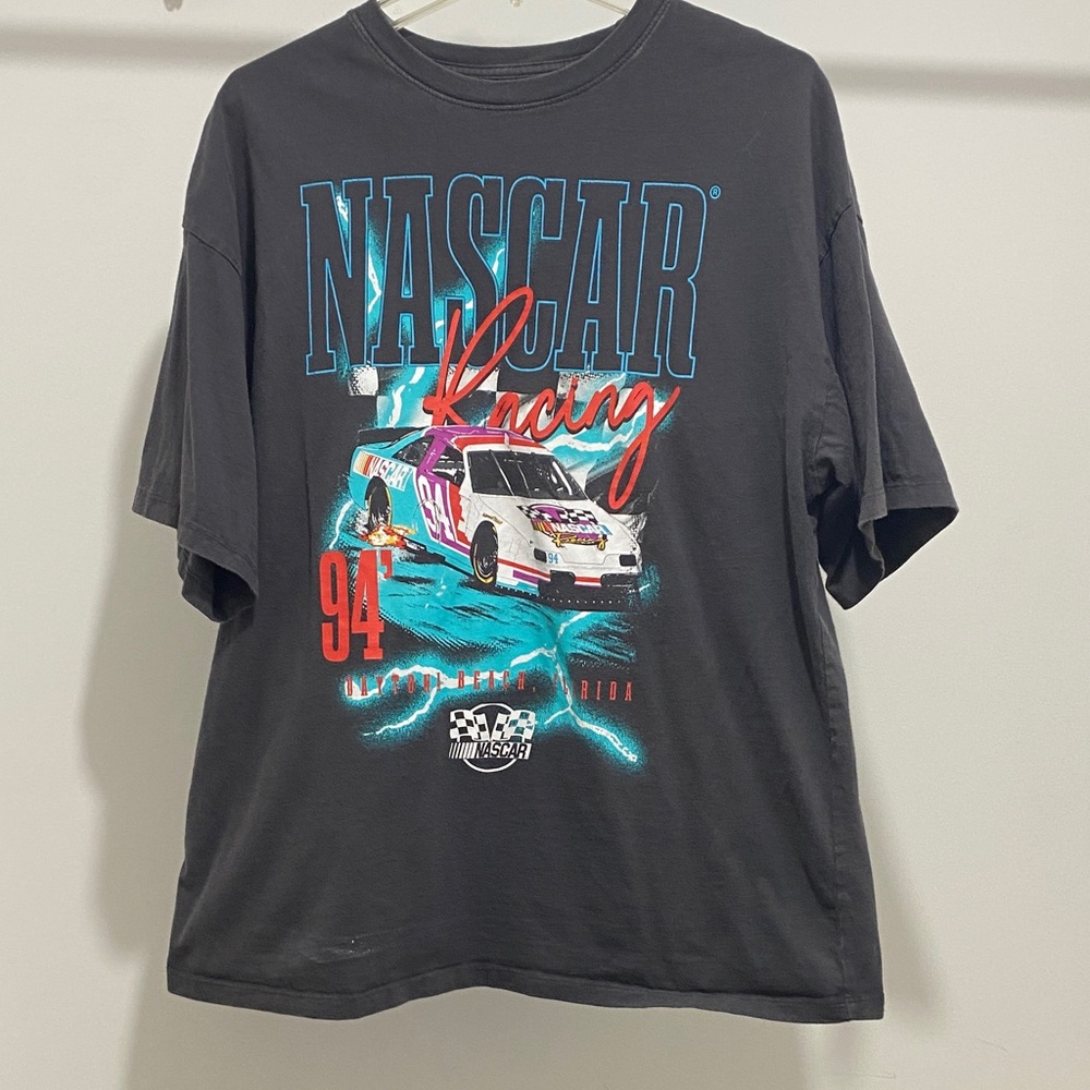 Nascar Racing Black Tee with Colorful Graphics